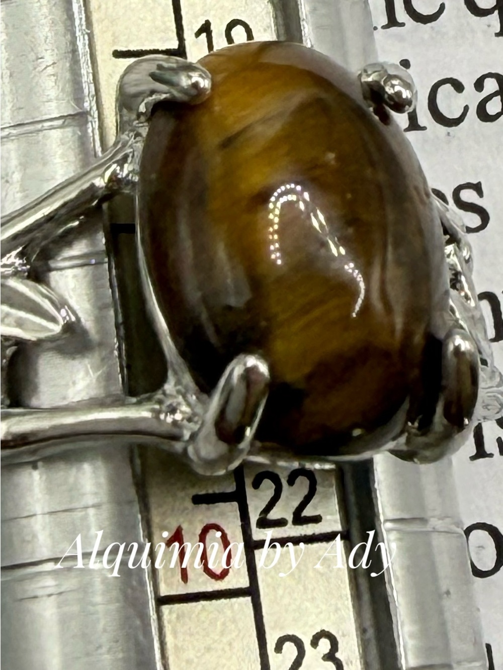 Golden Brown Tiger Eye Ring with Silver Setting
